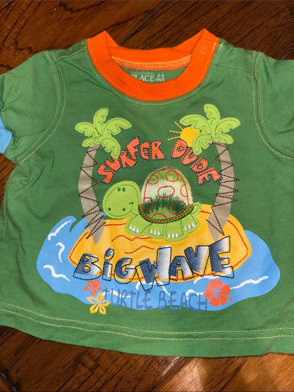 Place Yellow Striped Giraffe Footie and Green Surf Tee Set